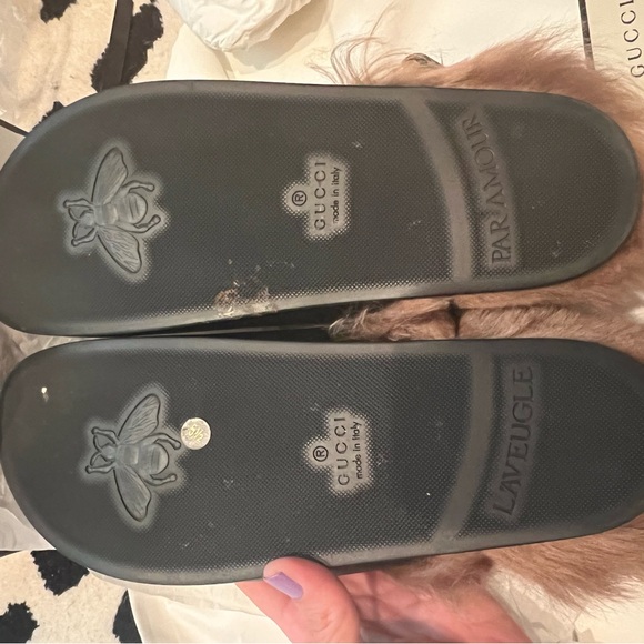 Gucci River RARE black leather horsebit kangaroo fur lined slipper mules men 5.5 - Picture 8 of 11